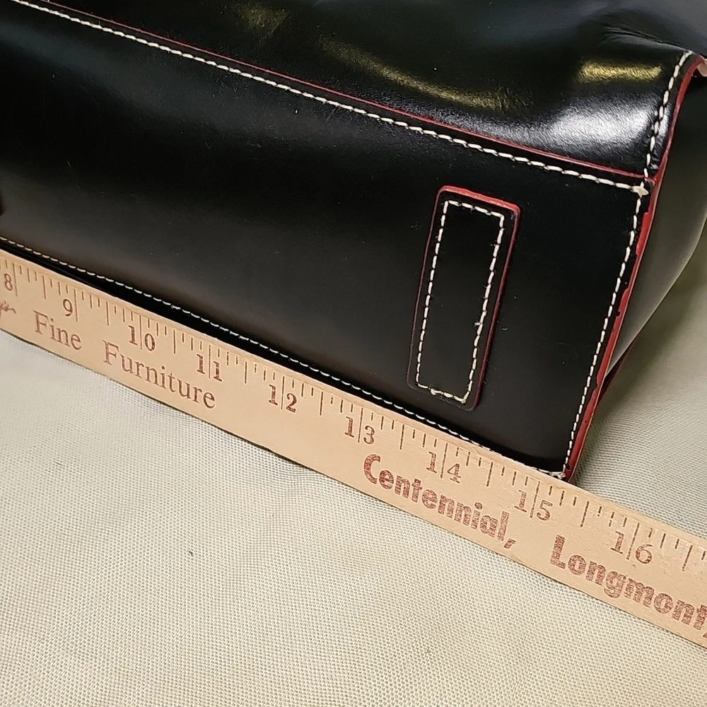 Lodis Black Leather Tote Bag With Red Edge Trim - Picture 5 of 11